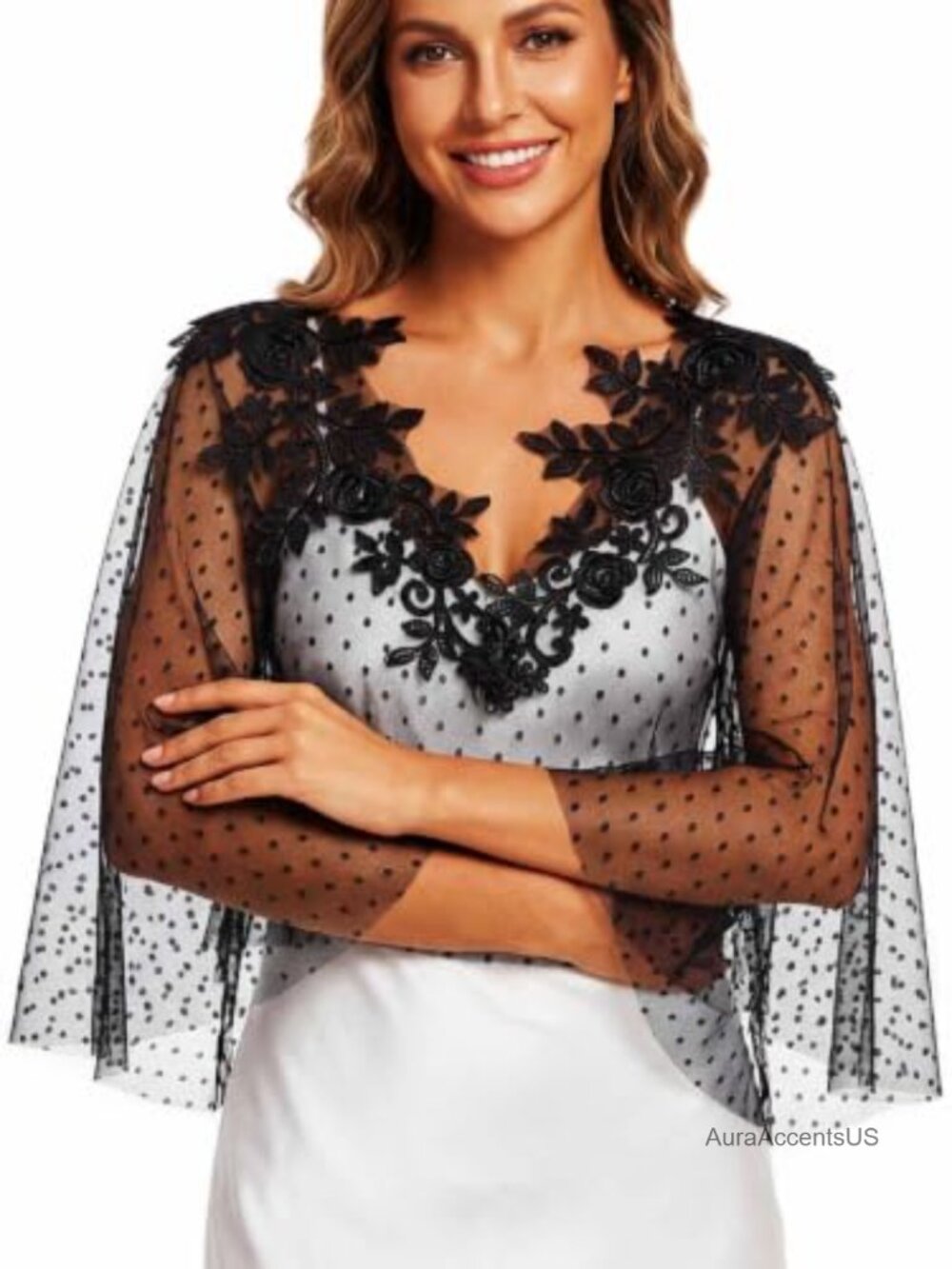 Sheer Floral Lace Wedding Shawl Wrap for Evening Dresses